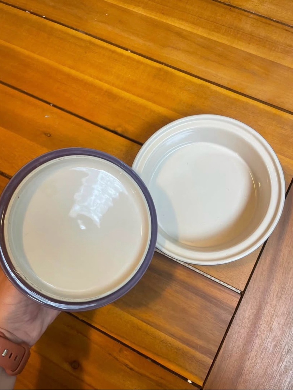 Le Creuset Purple Cast Iron mini Dutch Oven  with Cream Trim - Picture 2 of 3